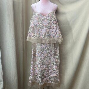 Sika Collection  Chloe  Embroidered  Floral Gold  Mermaid Dress  Size 14  NWT